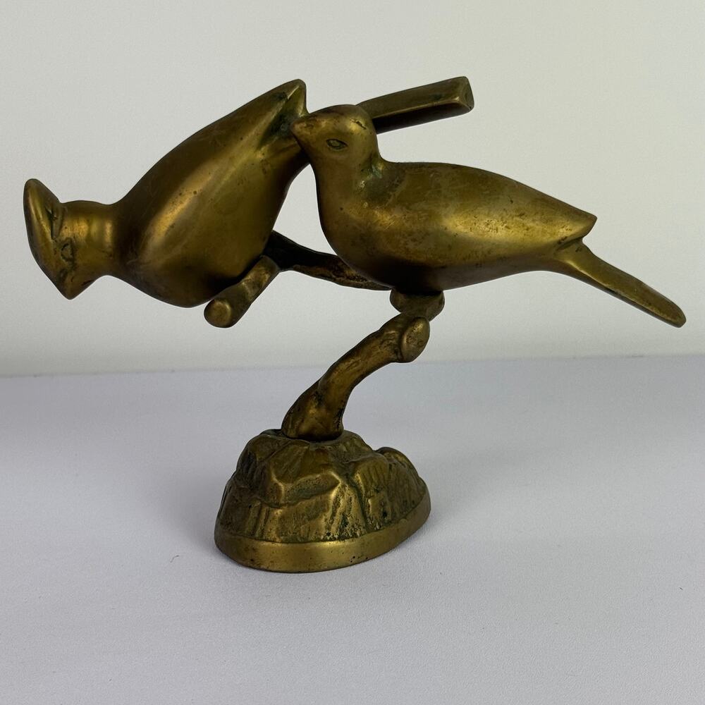 Vintage Brass Lovebird Statue Walmart Collectible Home Decor 4.5 in 1.6 lb
